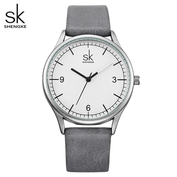 

Shengke Brand Leather Women Watches Fashion Ladies Quartz Watches Vintage Women Casual Women's Wristwatches