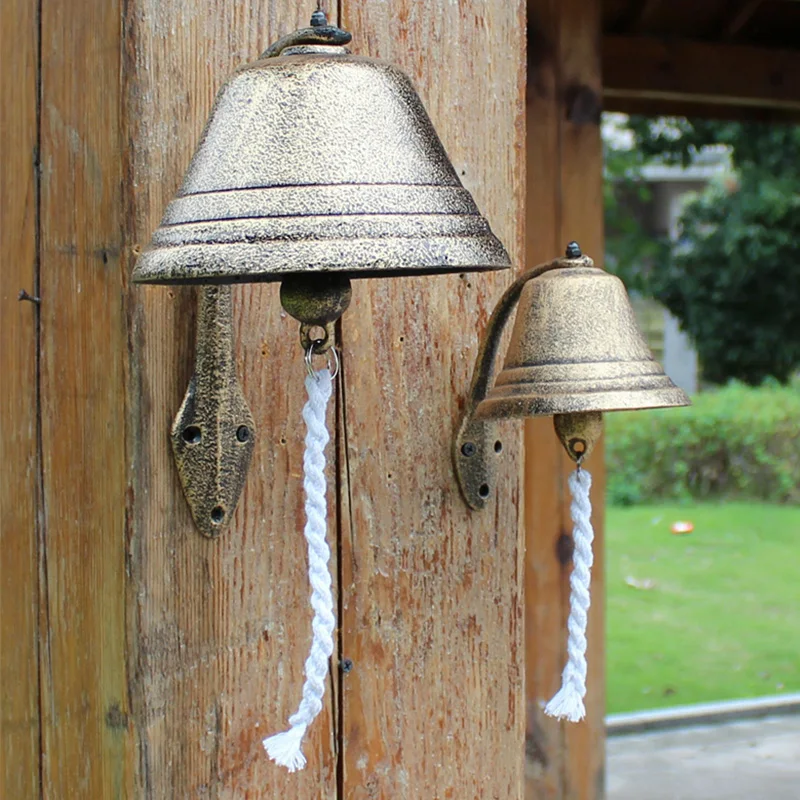 

Nordic Style Oversized Vintage Brown Metal Iron Door Bell Wall Mounted Welcome Cast Wireless Door Bell Porch Garden Decoration