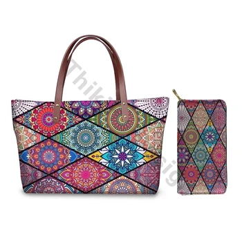 

Purple African Ethnic Pattern Luxury Handbags Women Designer Bag Casual ToteBags For Ladies Fashion Female Beachbag Clutch