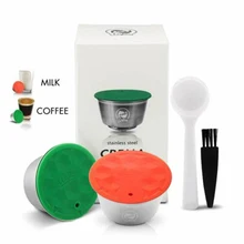 Stainless Steel Reusable Refillable Coffee Pod Capsule for Dolce Gusto Durable coffee capsule+milk capsule+Spoon+Brush