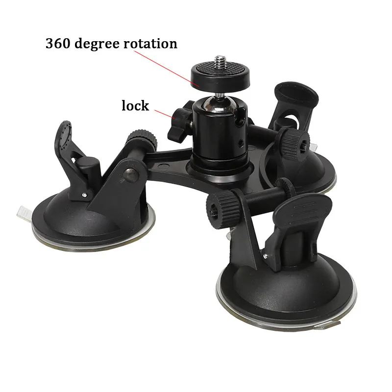 Triple Cup Camera Suction Mount w/Ball Head for Insta360 One X/X2 Yi 4K/Sony/Suction Cup Car Holder Window Mount Accessory