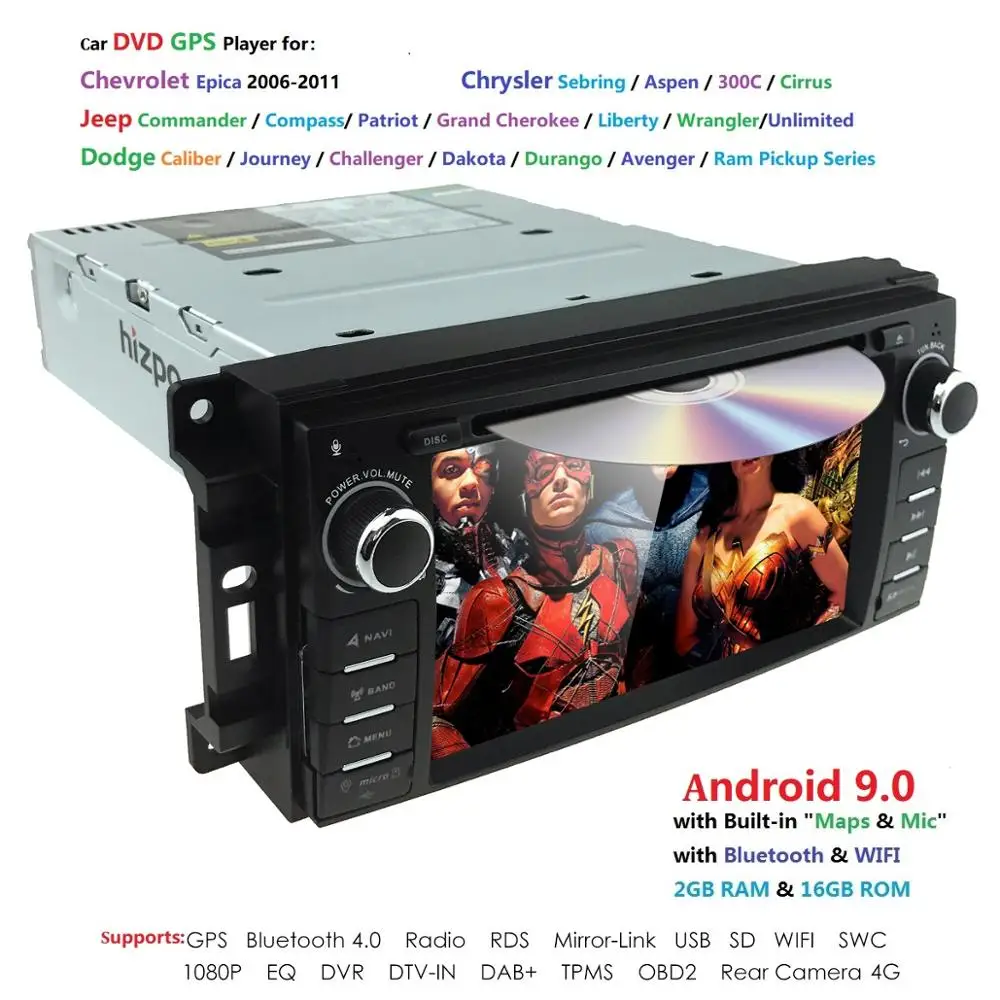 Clearance Ossuret Android 9.0 1 Din Car Radio For jeep Grand Cherokee Chrysler 300c Compass/Dodge Chevrolet Epica Wrangl RDS DSP 4G WIFI 3