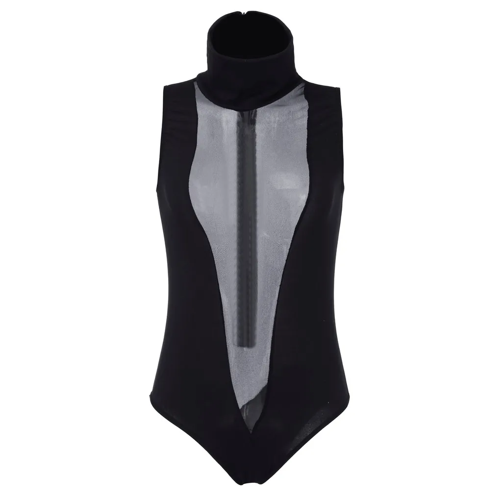 New Fashion Women Sexy Clubwear Zipper Bodysuit Women Gauze transparent Sexy Jumpsuits Perspective Bodysuits Body Mujer Femme