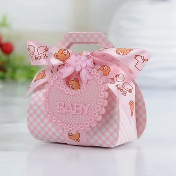 

Baby Shower Favors Gifts Bag Chocolate Cake Boxes Birthday Party Decorations Kids Gift Box Cute BABY Apron Candy Box 12Pcs/pack