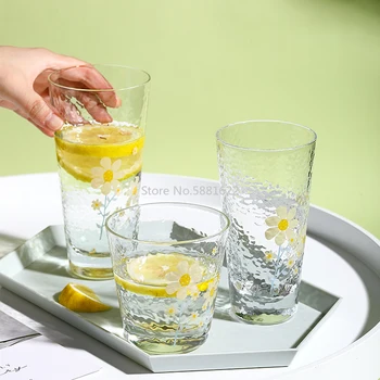 

Japanese Style Hammered Glass Creative Household Transparent Drinking Glass Living Room Cup Teacup Set