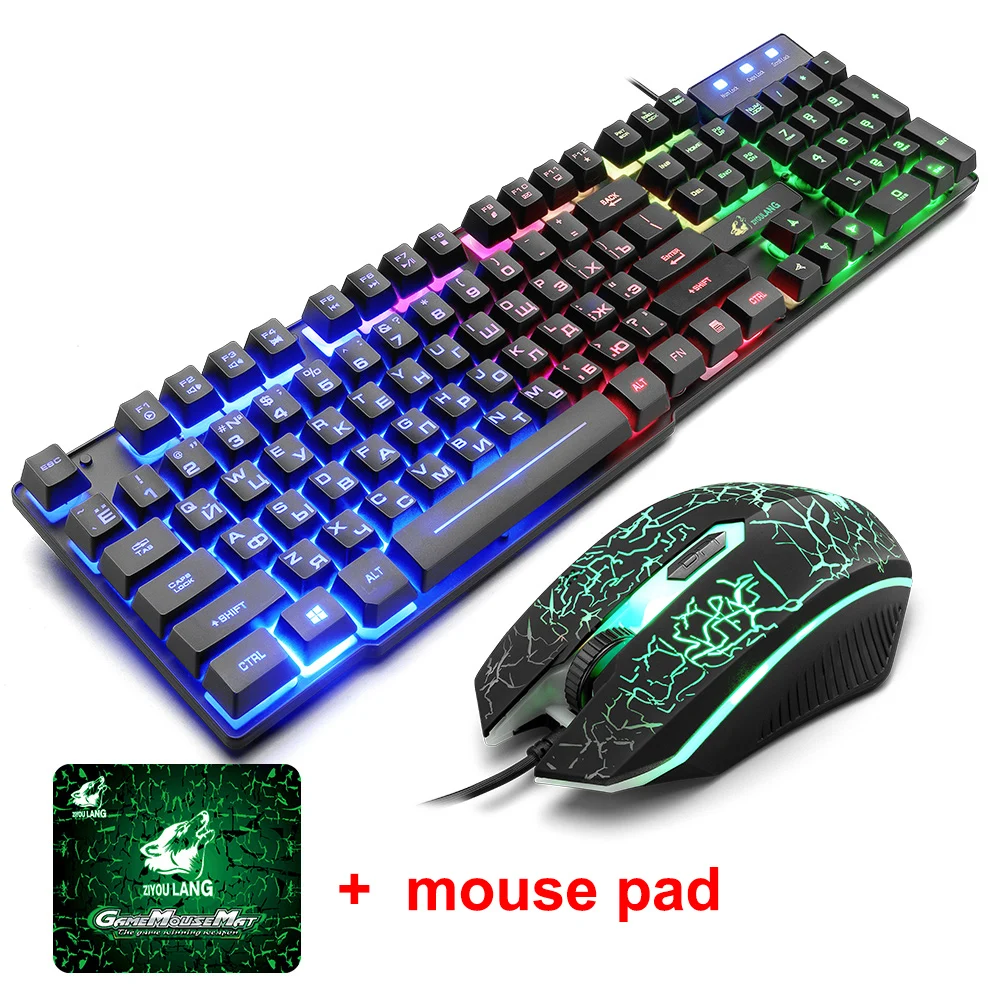 Gaming Keyboard and Mouse Set Wired Waterproof RGB Backlight Mechanical Game Keyboards with Mouse Kit Support 3
