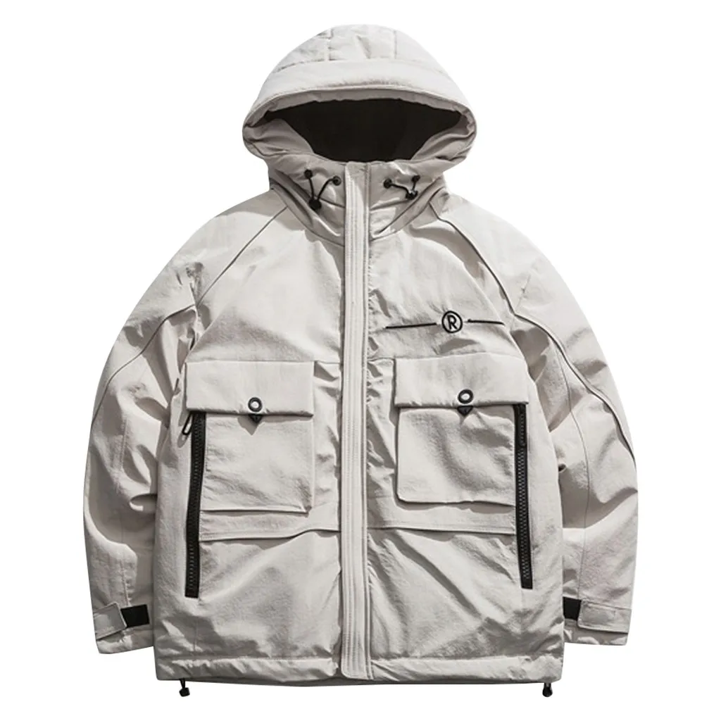 

Men's Winter Fashion Pure Color Patchwork Thickened Cotton Padded Coat Funny Print Windbreaker Male Korean Jackets Coats 10.28