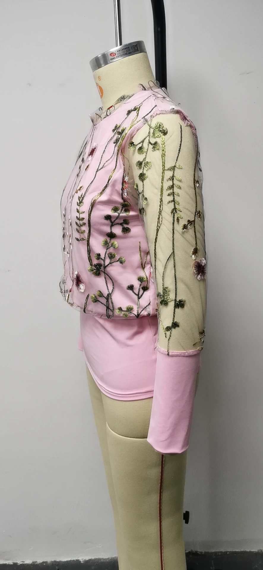 Женская сетчатая прозрачная блузка с цветочной вышивкой, Топ с длинным рукавом, модная блузка с круглым вырезом, Прозрачная кружевная рубашка, женские блузы, топы