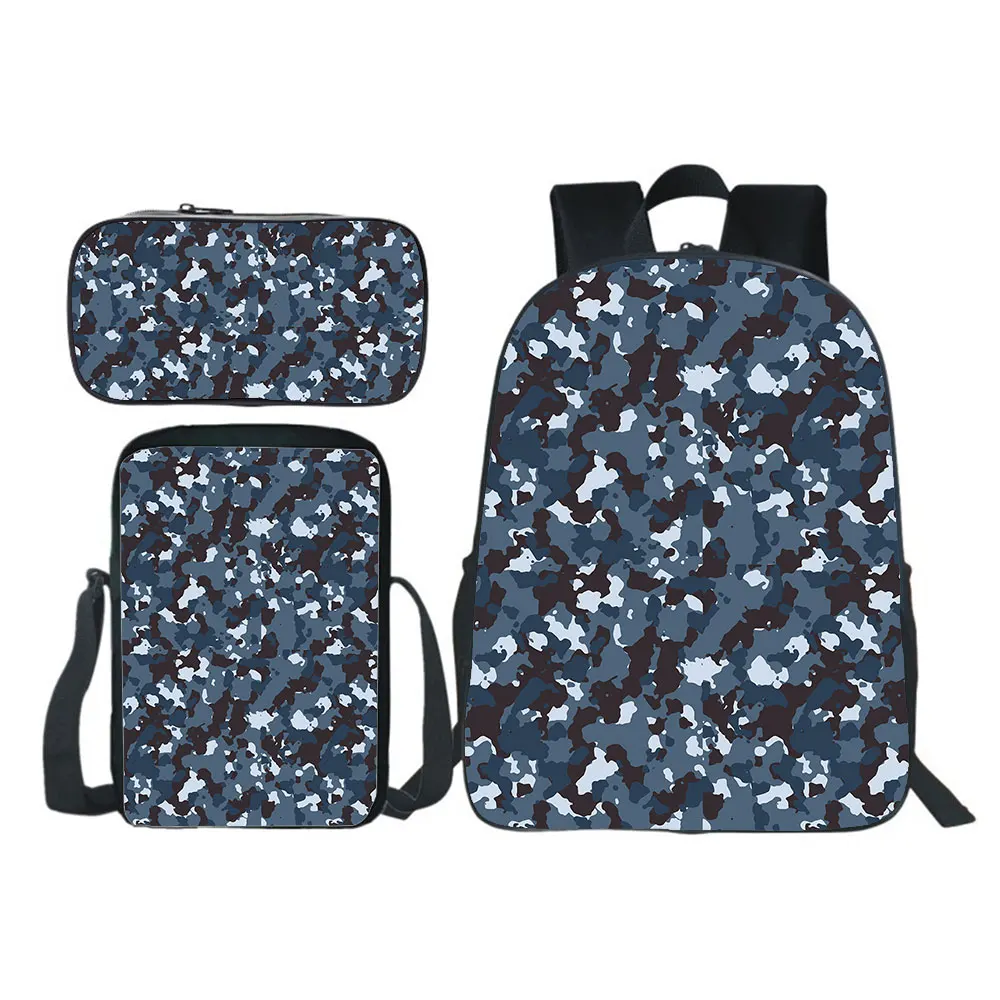 Camouflage Backpack 3pcs Set (backpack+shouder Bag+pen Bag) Boys Girls School Bag Teens Bookbag Kids Rucksack Gift