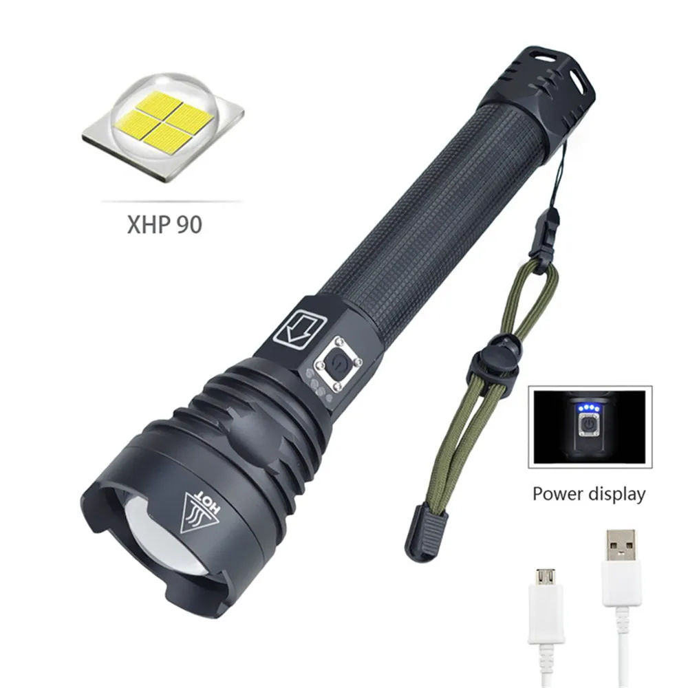 Светодиодный фонарик XHP90.2 самый мощный супер-яркий масштабируемый зарядка через