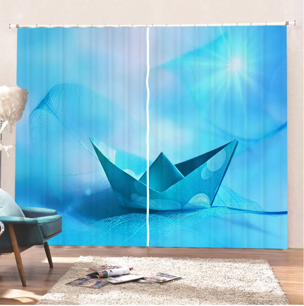 Sea Ferry Curtains 3D Printing Bathroom Curtains Landscape Curtains Room Home Modern Bedroom