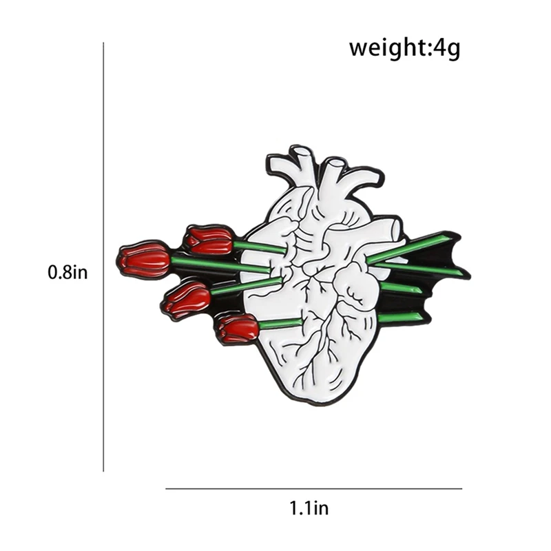 1 шт. мультяшный значок розы Броши с сердечком для женщин креативные человеческие органы Эмаль Булавка бижутерия хиджаб булавки одежда рюкзак аксессуары