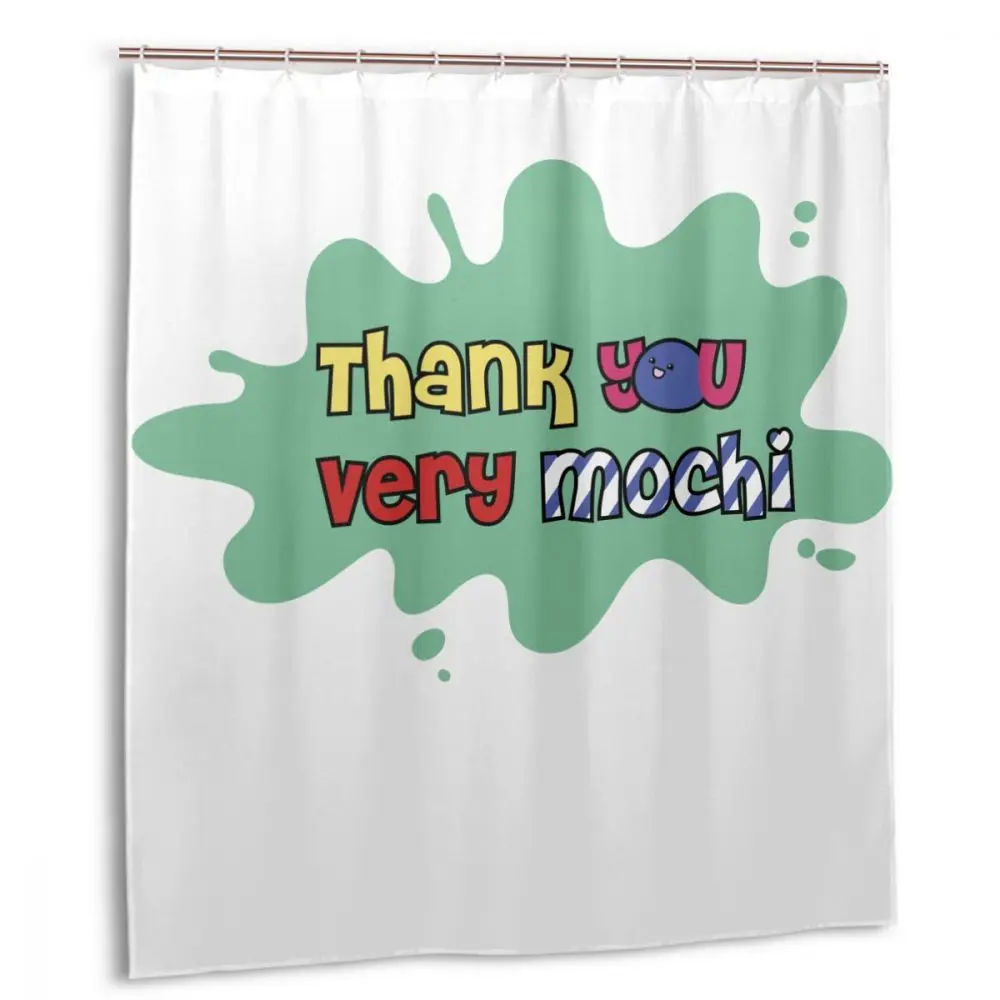 

CHARM HOME Thank You Very Mochi Cute Food Star Plastic Shower Curtain 66x72 In Customized Bathroom Waterproof Polyester