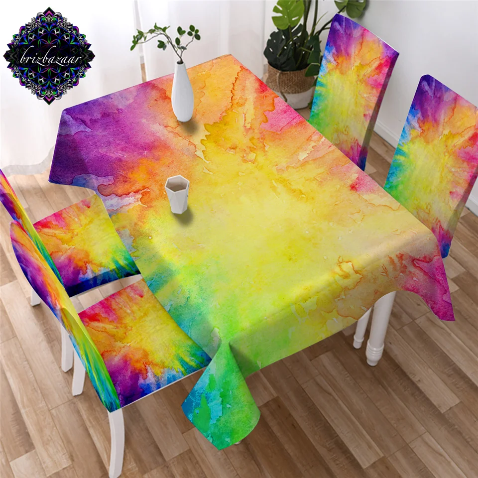 

Colorful Vibez by Brizbazaar Tablecloth Splashing Watercolor Waterproof Table Cloth Colorful Paintings Table Cover for Picnic