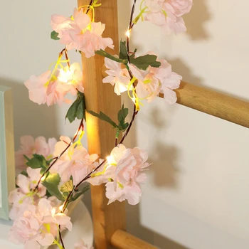 

DC4.5V Led String Light Pink White Hydrangea Flower Vine 2m 20LED Battery Power Garland Lamp Holiday Decoration For Home Bedroom