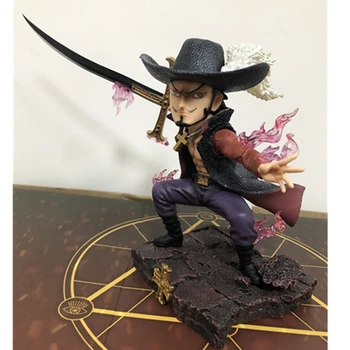 

Japan Anime ONE PIECE Battle Hawk Eye Modeling King DRACULE MIHAWR Sword Hero GK Statue Box-packed Collection Model Toys Y1122