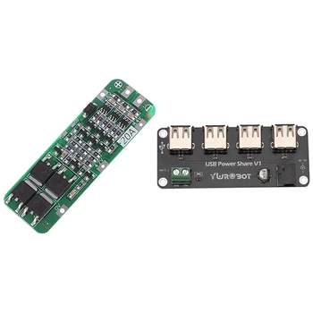 

3S 20A Li-Ion Lithium Battery 18650 Charger Pcb Bms Protection Board & 5V 4Channel USB Power Splitter Power Module Board