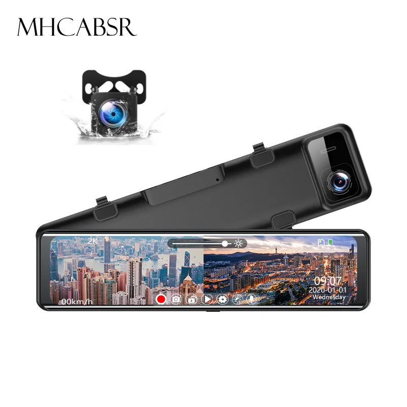 

12" 4K Car DVR 2160P Sony IMX415 Rear View Mirror Camera FHD 1080P Rear Camera Dash Cam Video Recorder Registrar with Mount
