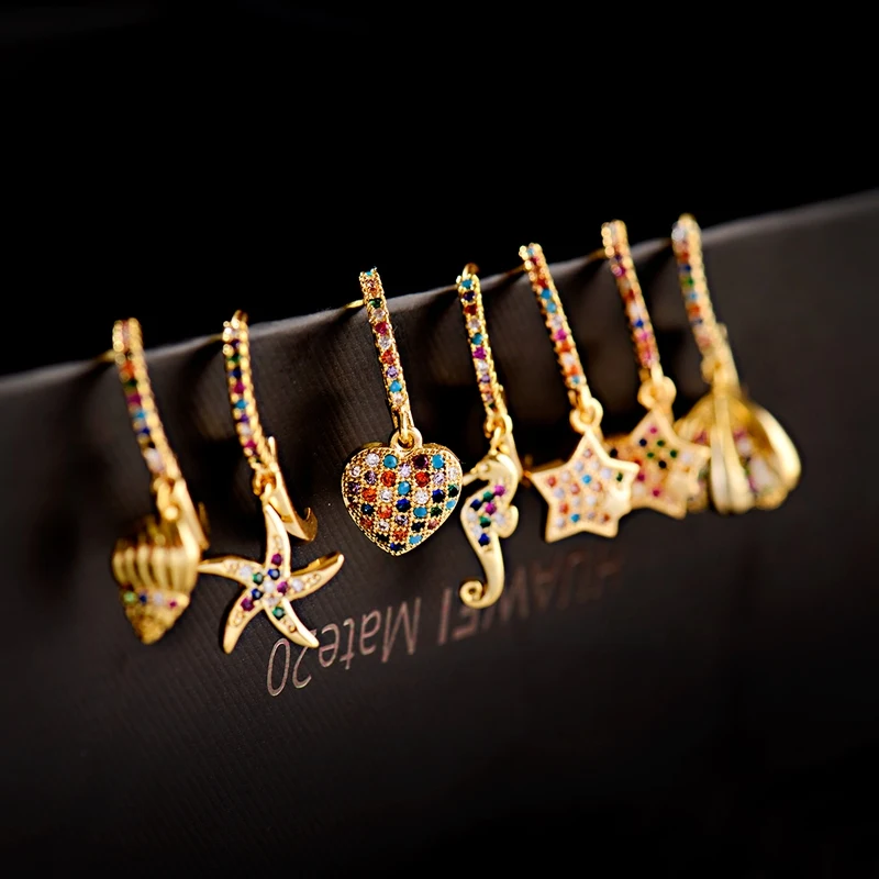 1 пара роскошных классических женских золотых морских ракушек милых ушных колец