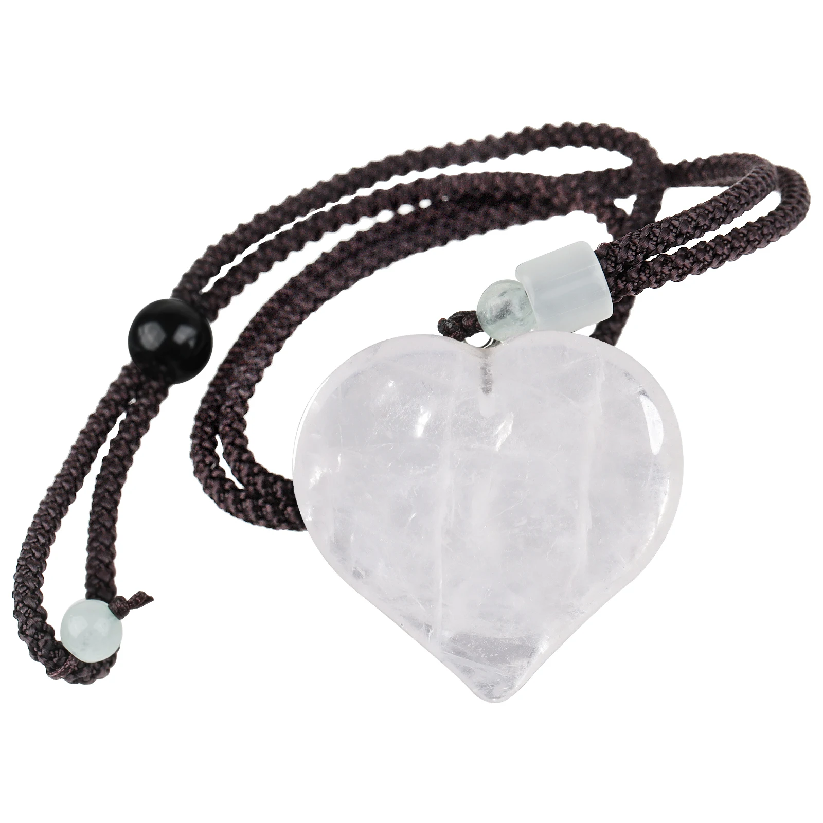 

TUMBEELLUWA Love Heart Pendant Necklace Reiki Healing Natural Crystal Stone Adjustable Nylon Rope For Couples Men Women Jewelry