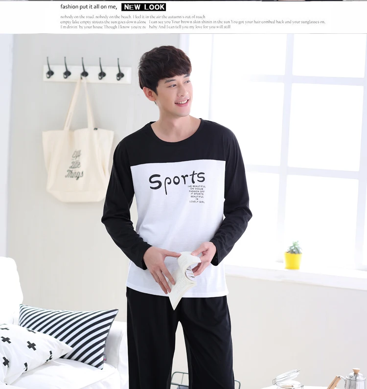High Quality Casual Cotton Pajamas Sets for Men Autumn Winter Long Sleeve Pyjama Male Homewear Loungewear Mens Home Clothes