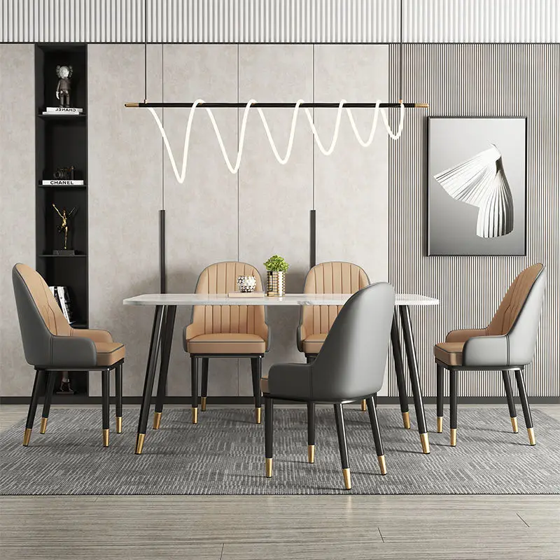 Living Room Furniture Design Armchairs Nordic Luxury Chair Metal Leather Material Dining Room Chairs Leisure Computer Stool