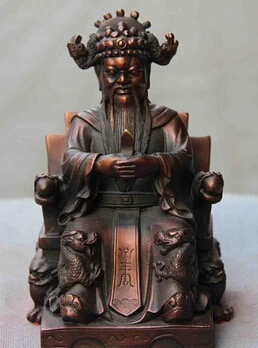 

free shipping<<<< Chinese Folk Temple Refined Red Copper Dragon Lucky God of wealth Buddha Statue