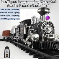 lntelligent Programming Add Water Smoke Remote Control Train 80CM DIY Assembly Parent-Child Interaction Classical Steam RC Toys 1