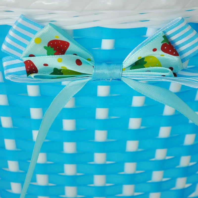 2 Pcs Children Bicycle Basket: 1 Pcs Blue Bike Flowery Front Basket Bicycle Cycle Shopping Stabilizers& 1 Pcs Pink Children Bic