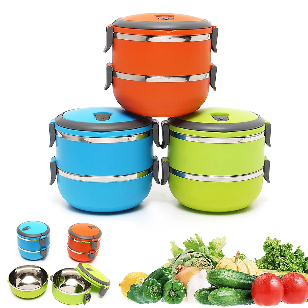 

1800ml Round 2 Tier Portable Stainless Steel Leakproof Insulation Lunch Box Large Capacity,Portable,Durable,Insulation,Leakproof