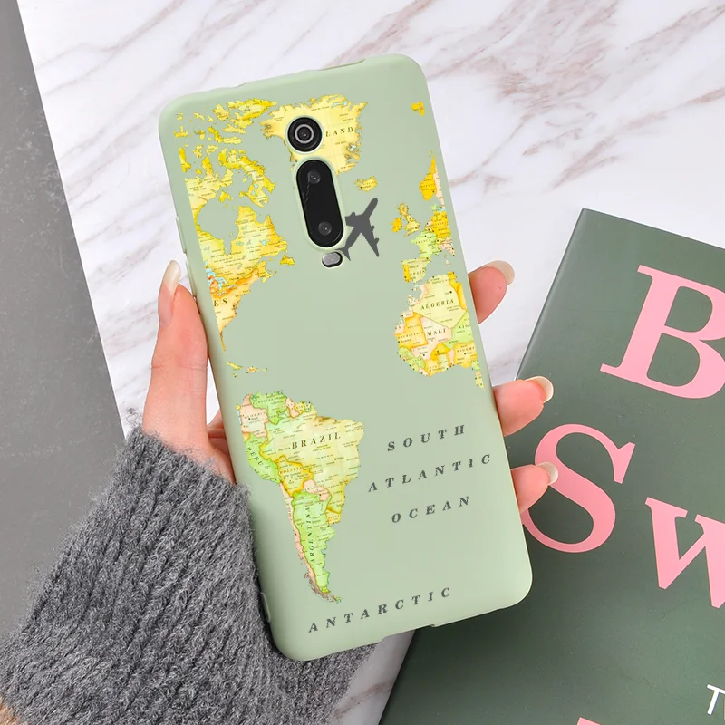Worl Map Friends Travel Phone Cases for Redmi Note 8 pro K20 Avocado Green Silicone Cover Back Case Xiaomi Mi 10 9T se | Мобильные