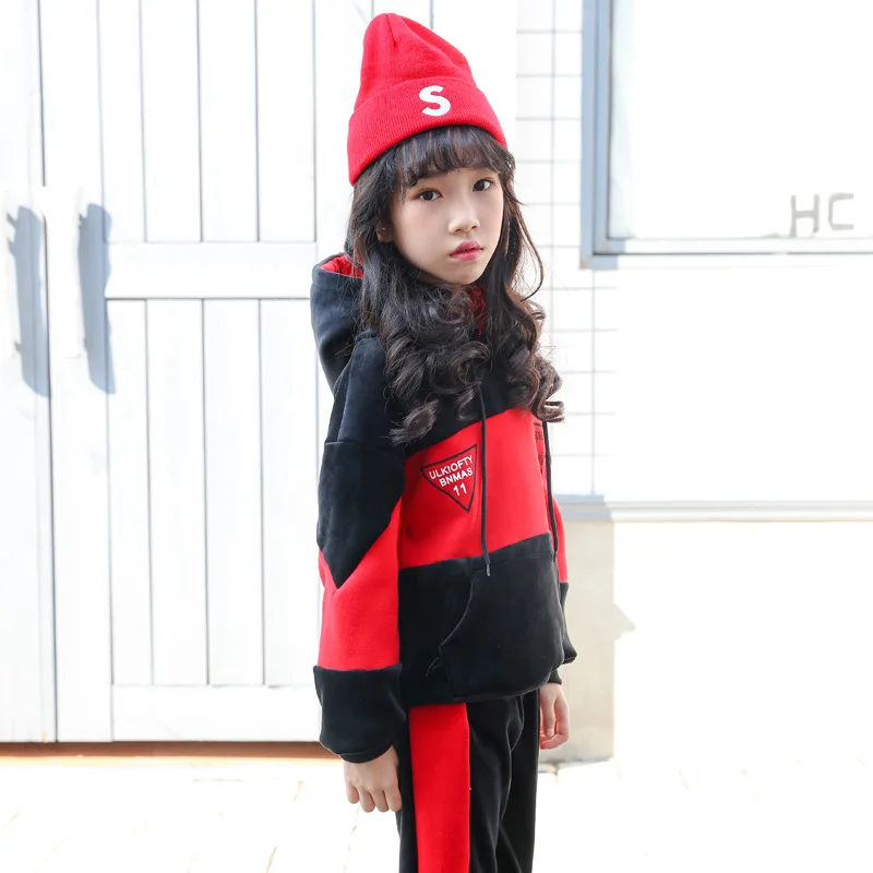 

Children Brushed And Thick Set 2019 Autumn And Winter New Style Korean-style Contrast Color Men And Women Children shuang mian j