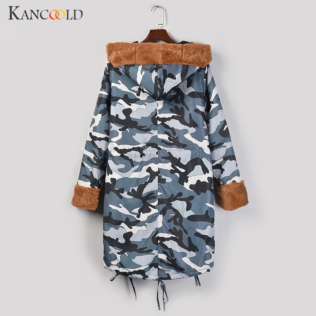KANCOOLD пальто женские s флисовые зимние с капюшоном камуфляжные Длинные рукава пальто парки модные новые пальто и куртки для женщин 2019AUG29