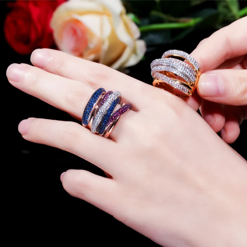 

TIGRADE Zircons Luxury Rings Cross Geometry Cubic Zirconia Engagement Dubai Unisex Rings Bridal Finger Ring Famous Brand Jewelry