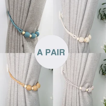 

4 Colors Curtain Tiebacks Woven Rope Decorative Holdbacks Decorative Window Sheer Hooks Blackout Curtains Roome Accessories