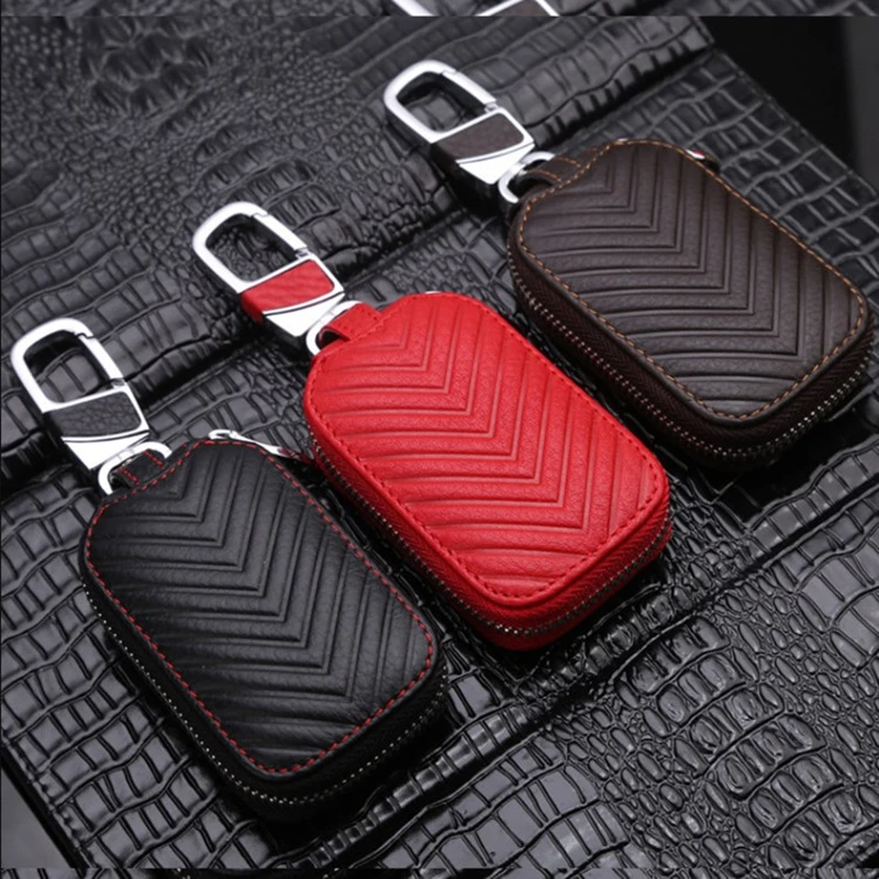 Leather Car Key Wallet Men/Women Key Bag Multi Function Car-Styling Accessories Key Case Holders Universal Car Protection