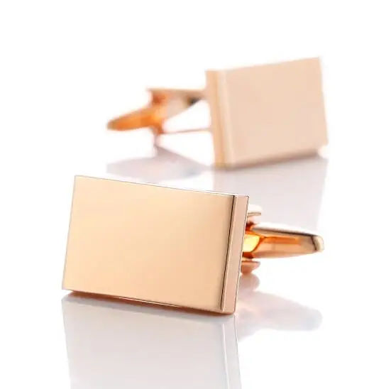 10 пар классические прямоугольные простые Запонки золото/серебро/черный/розовое золото запонки простой бизнес стиль мужской ювелирный аксессуар - Окраска металла: Rosegold