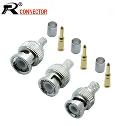10pcs/lot BNC Male Crimp Type Connector for CCTV Systems Female Coupler Connector BNC RG58/RG59/RG6  Wholesale