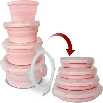 

Silicone Collapsible Food Storage Container with Airtight Lid and Collapsible Mixing Bowls Meal Lunch Box for Travel