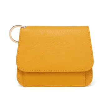 

XDBOLO new Korean style genuine leather women's wallet short cowhide solid color buckle multi-card small wallet for women