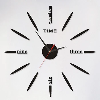 

Fowecelt 3D Wall Clock Modern Design Acrylic Black Large Wall Clock Sticker DIY Wall Watches Home Decor Aesthetic Room Decor
