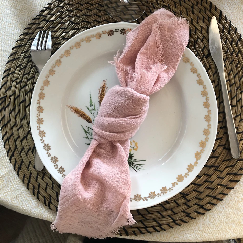 40PCS 32x32cm Cotton Crepe Napkins,Kitchen Retro Burr Texture Tea Cloth,Dining Place Mats,Dinner Table Rustic Wedding Decor