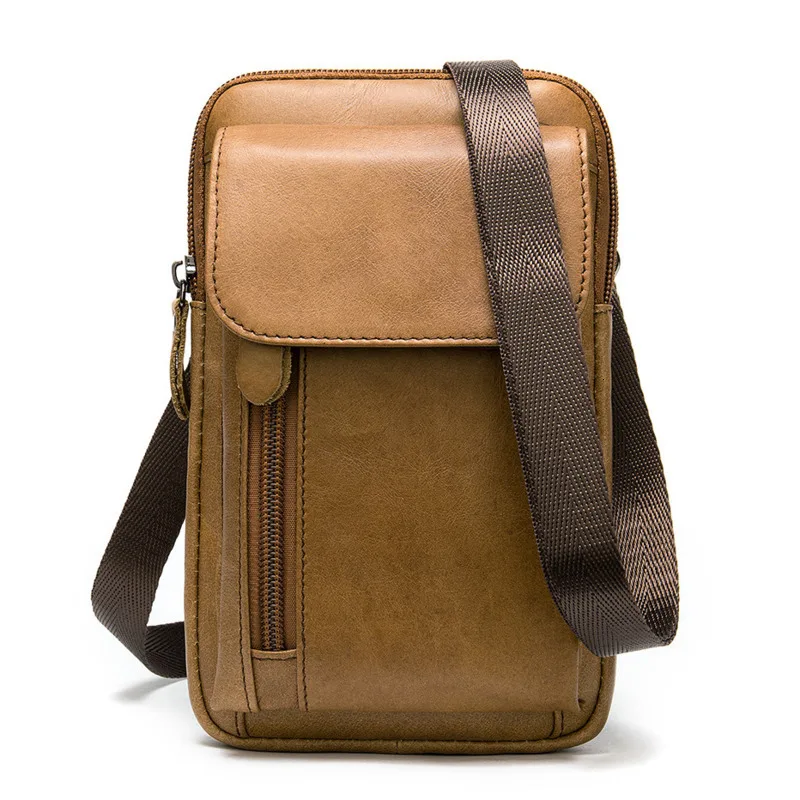 Genuine Leather Messenger Bags Men Vintage Crossbody Bags Small Famous Brand Designer Male