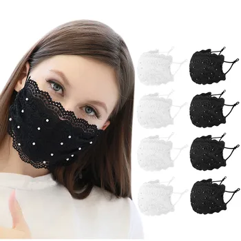 

Fast Delivery 3/8/12PCS Protection Face Fashion Women Lace Reusable Breathable Safe Protection Face Mask Protección facial
