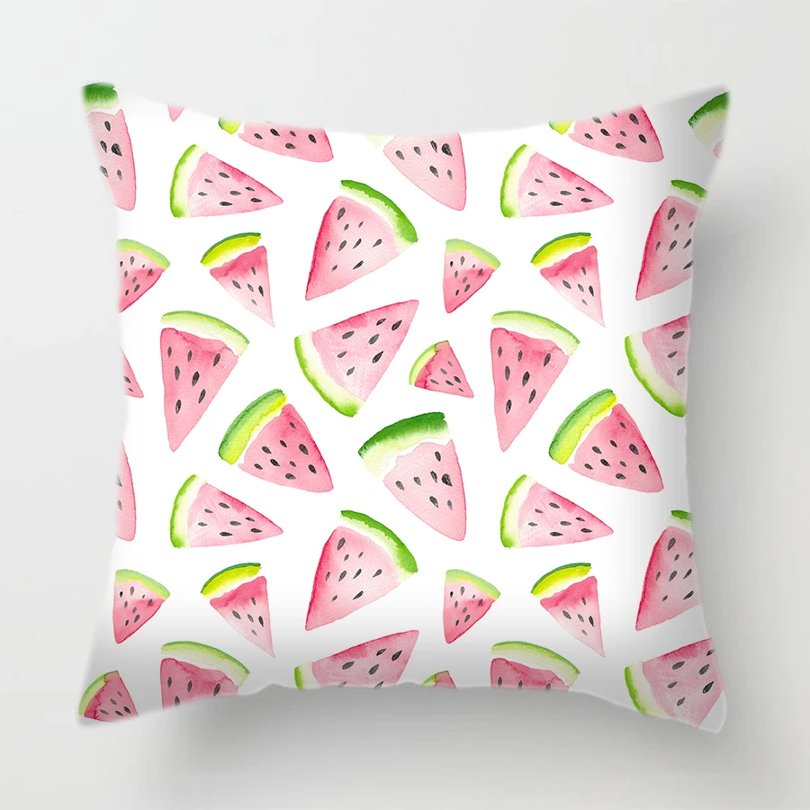 Fruits Geometry 04 Односторонний Печатный чехол для подушки из полиэстера фрукты Оранжевый Арбуз цветок зеленая Геометрическая декоративная подушка чехол для автомобиля диван - Цвет: Fruits Geometry 04