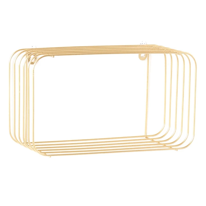 Magazine Shelf Wrought Iron Nordic Style Wall Mounted Storage Rack Newspapers Gold | Дом и сад