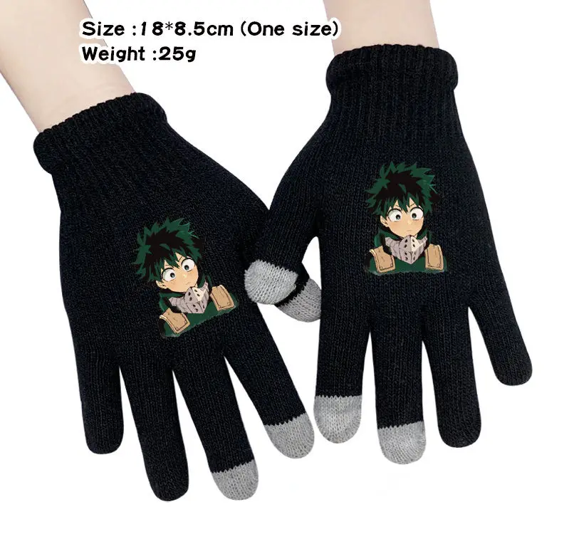 My hero Academy Midoriya Izuku аниме вязаные перчатки Boku no hero Academy Мультяшные перчатки мужские модные теплые перчатки варежки подарки - Цвет: X