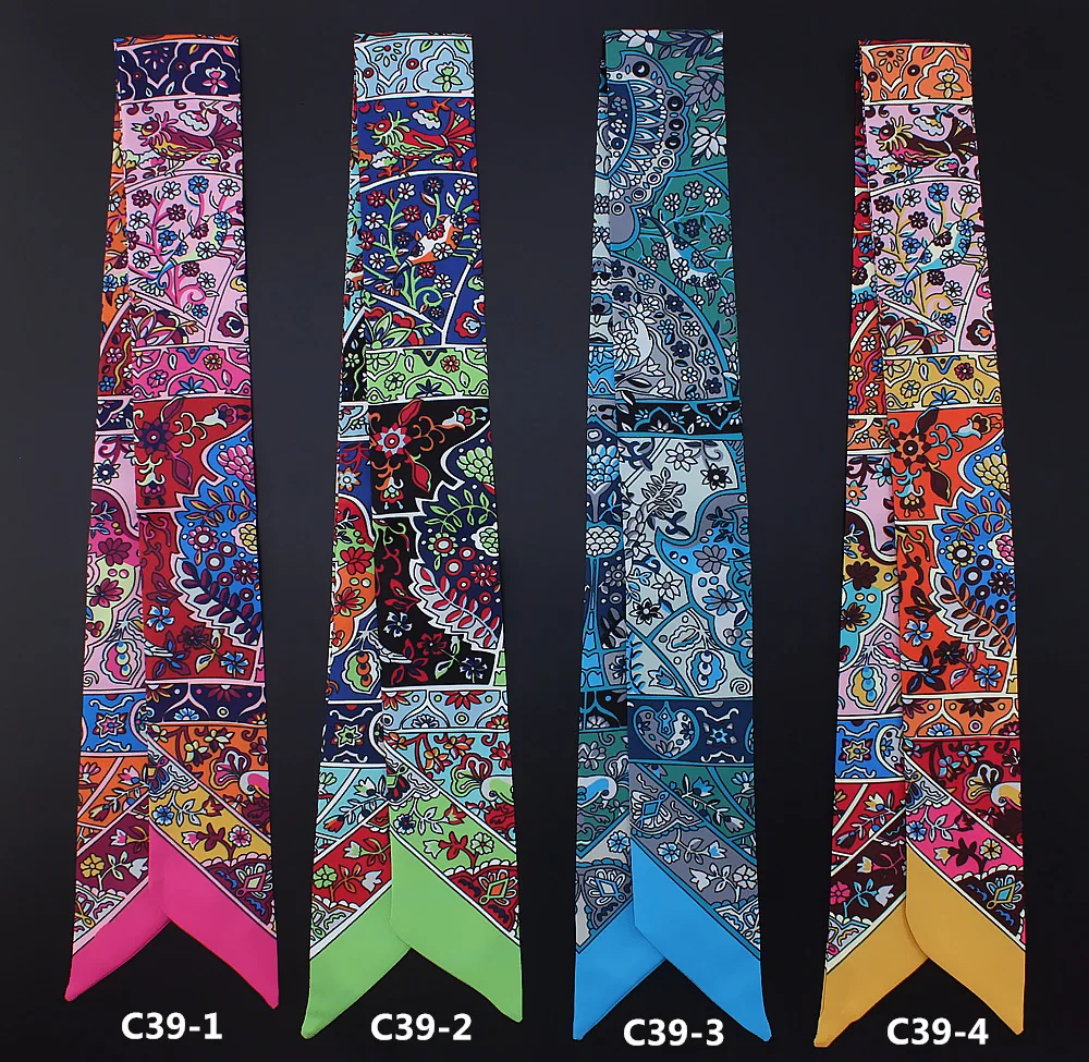 Retro Silk Village Small Flower Printing Scarf Sunscreen Bind Bag Handle Woman Girl Neck Ribbon Hair Hat Accessory More Function | Дом и сад