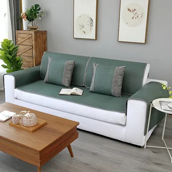 

5 Color Summer Sofa Cushion Mat Rattan Ice Silk Non-slip Couch Covers For Living Room L Shaped Seat Cushion Cover Sofa Slipcover