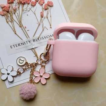

Cute Luxury Japanese Cherry Flower Case for Apple Airpods 1 2 Case Accessories Bluetooth Earphone Protective Bag Key Ring Strap